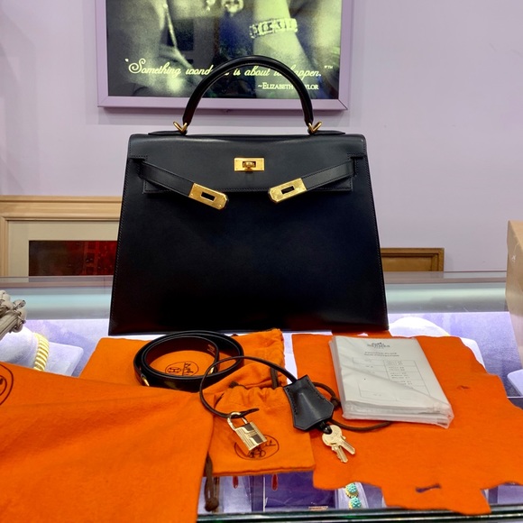 HERMES Kelly Sellier 32 Black (SOLD) - Picture 2 of 8